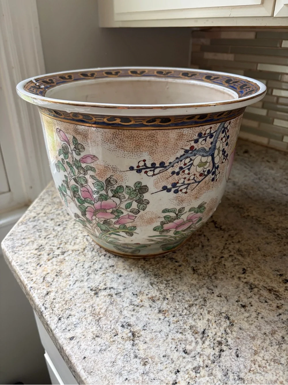 Vintage Chinese Porcelain planter 11” | Duck Jardiniere | Famille Rose | kutani